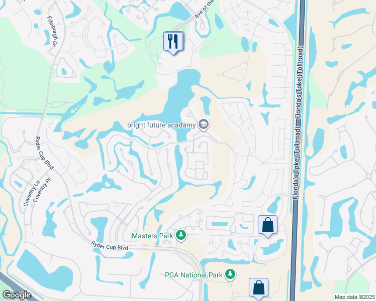 map of restaurants, bars, coffee shops, grocery stores, and more near 39 Monterey Pointe Drive in Palm Beach Gardens