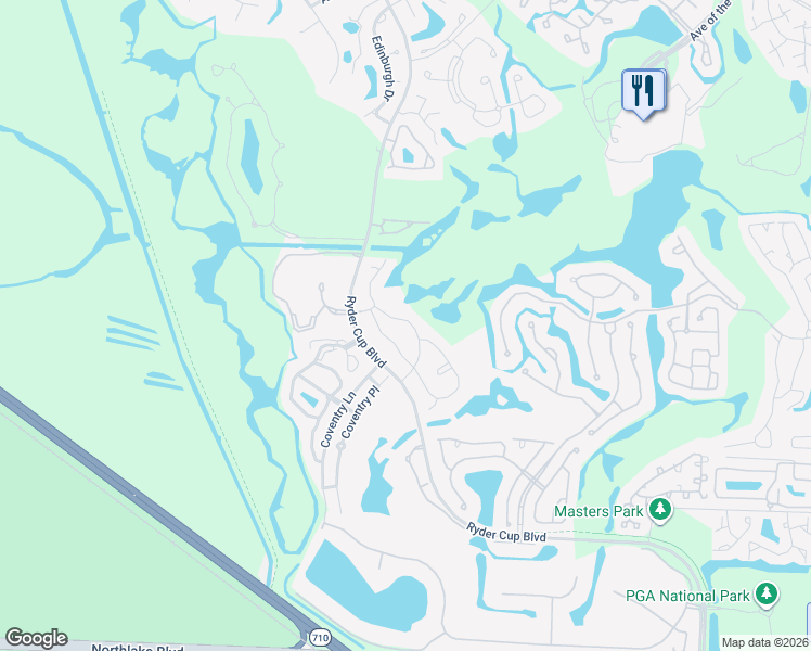 map of restaurants, bars, coffee shops, grocery stores, and more near 390 Prestwick Circle in Palm Beach Gardens