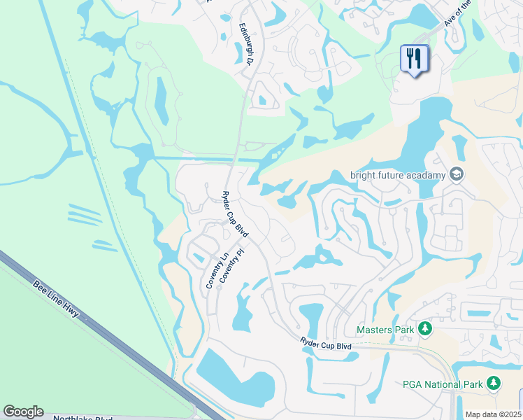map of restaurants, bars, coffee shops, grocery stores, and more near 390 Prestwick Circle in Palm Beach Gardens