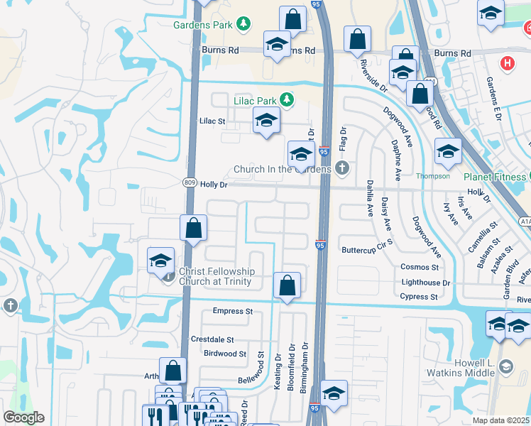 map of restaurants, bars, coffee shops, grocery stores, and more near 4226 Hyacinth Circle North in Palm Beach Gardens