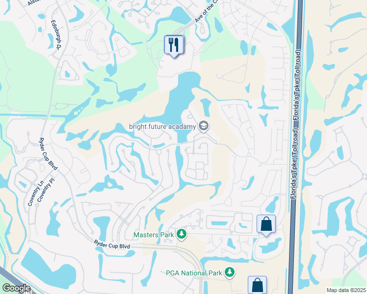 map of restaurants, bars, coffee shops, grocery stores, and more near 1001 Diamond Head Way in Palm Beach Gardens