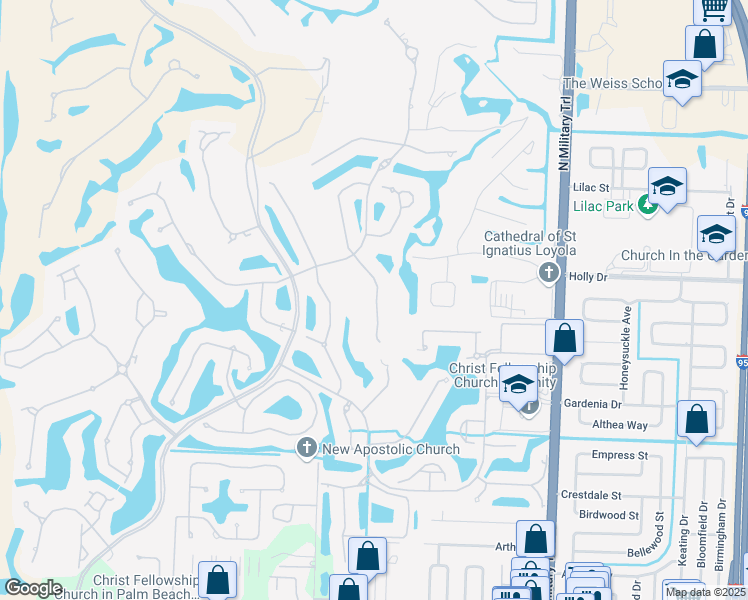 map of restaurants, bars, coffee shops, grocery stores, and more near 105 Palm Point Circle in Palm Beach Gardens