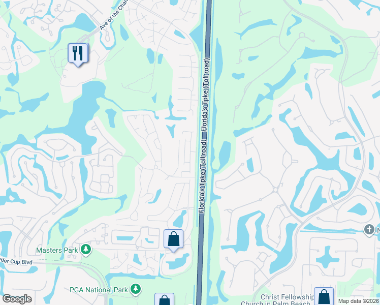 map of restaurants, bars, coffee shops, grocery stores, and more near 1 Ironwood Way North in Palm Beach Gardens