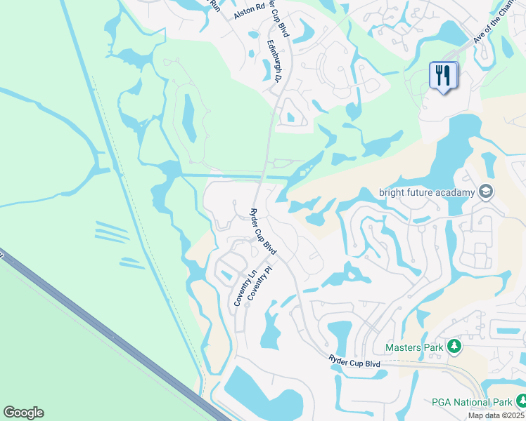 map of restaurants, bars, coffee shops, grocery stores, and more near 377 Prestwick Lane in Palm Beach Gardens