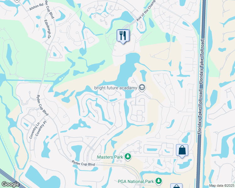 map of restaurants, bars, coffee shops, grocery stores, and more near 933 Augusta Pointe Drive in Palm Beach Gardens