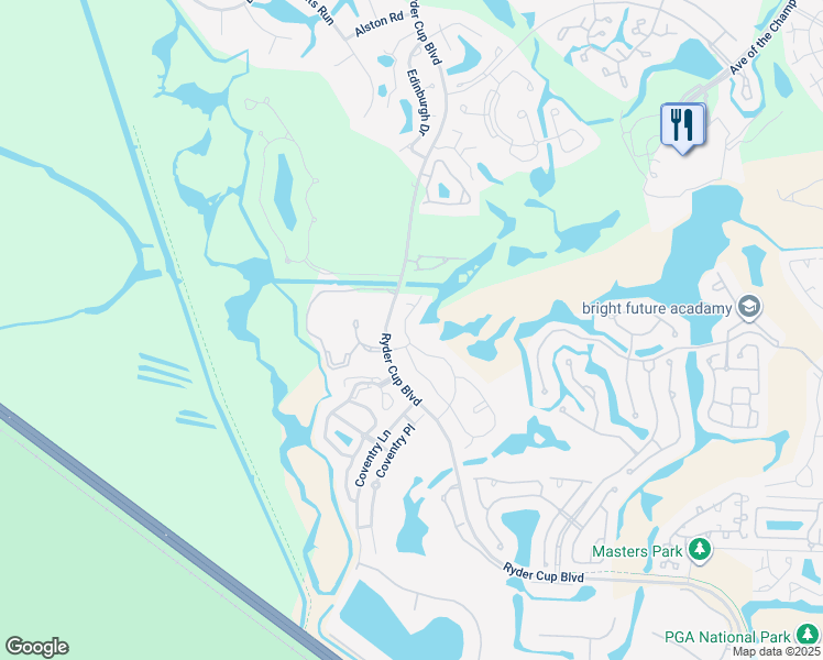 map of restaurants, bars, coffee shops, grocery stores, and more near 377 Prestwick Lane in Palm Beach Gardens