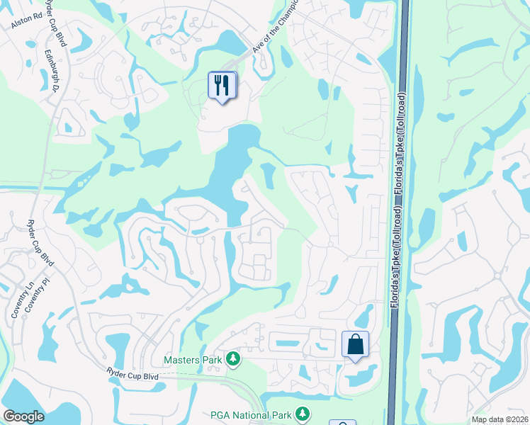 map of restaurants, bars, coffee shops, grocery stores, and more near in Palm Beach Gardens