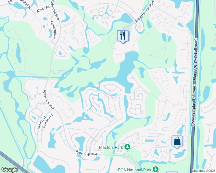map of restaurants, bars, coffee shops, grocery stores, and more near 951 Augusta Pointe Drive in Palm Beach Gardens