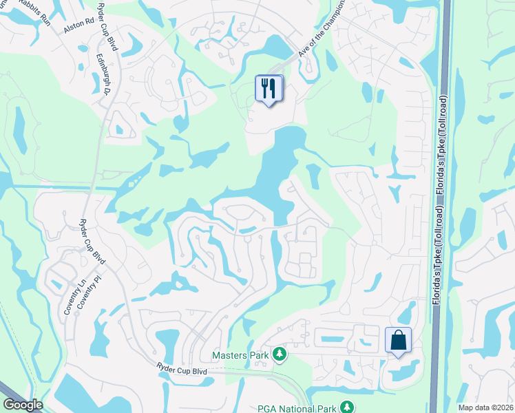 map of restaurants, bars, coffee shops, grocery stores, and more near 933 Augusta Pointe Drive in Palm Beach Gardens