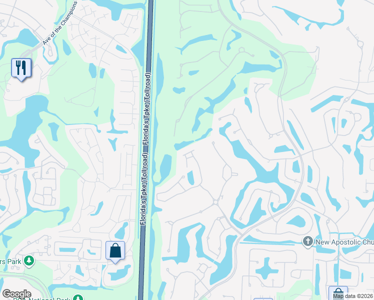 map of restaurants, bars, coffee shops, grocery stores, and more near 40 Somerset Terrace in Palm Beach Gardens