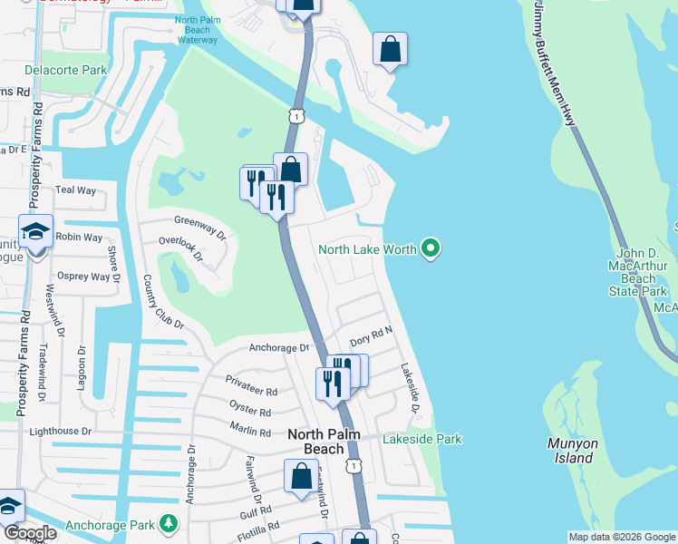 map of restaurants, bars, coffee shops, grocery stores, and more near 861 Fathom Court in North Palm Beach