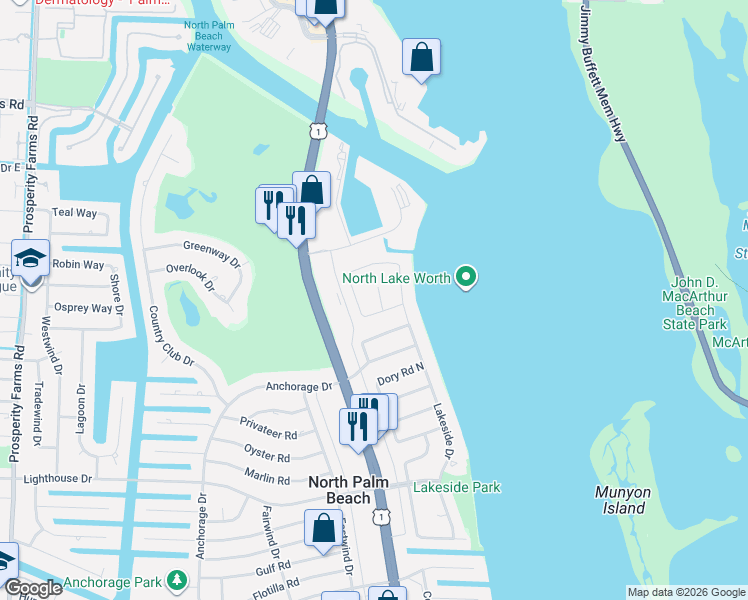 map of restaurants, bars, coffee shops, grocery stores, and more near 861 Fathom Court in North Palm Beach