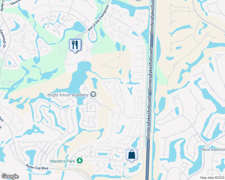 map of restaurants, bars, coffee shops, grocery stores, and more near 53 Vía Del Corso in Palm Beach Gardens