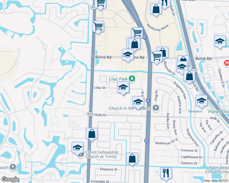 map of restaurants, bars, coffee shops, grocery stores, and more near 4330 Lilac Street in Palm Beach Gardens
