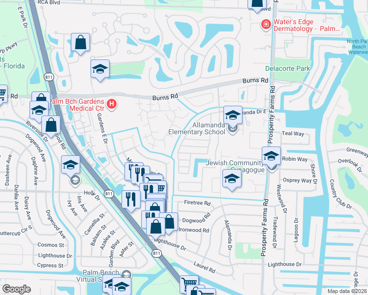 map of restaurants, bars, coffee shops, grocery stores, and more near 10180 Plum Street in Palm Beach Gardens