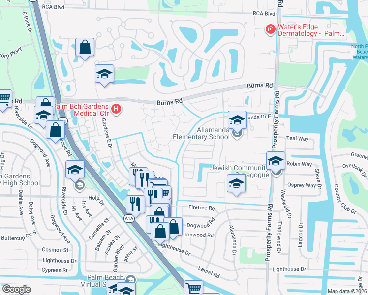 map of restaurants, bars, coffee shops, grocery stores, and more near 1022 Siena Oaks Circle East in Palm Beach Gardens