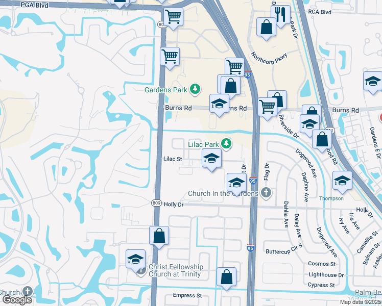 map of restaurants, bars, coffee shops, grocery stores, and more near 4266 Golfers Circle East in Palm Beach Gardens