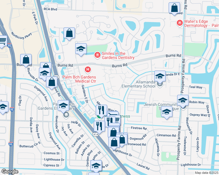 map of restaurants, bars, coffee shops, grocery stores, and more near 923 9th Court in Palm Beach Gardens