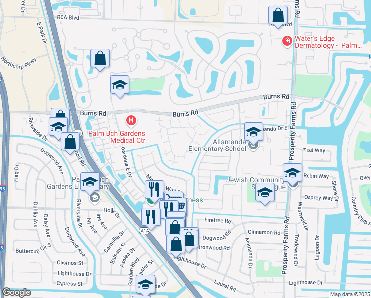 map of restaurants, bars, coffee shops, grocery stores, and more near 1015 10th Court in Palm Beach Gardens