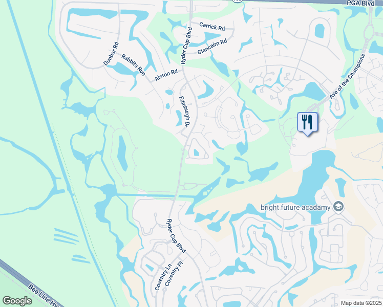 map of restaurants, bars, coffee shops, grocery stores, and more near 203 Legendary Circle in Palm Beach Gardens