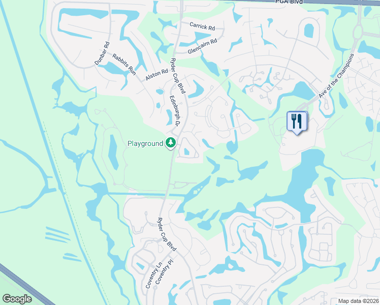 map of restaurants, bars, coffee shops, grocery stores, and more near 203 Legendary Circle in Palm Beach Gardens