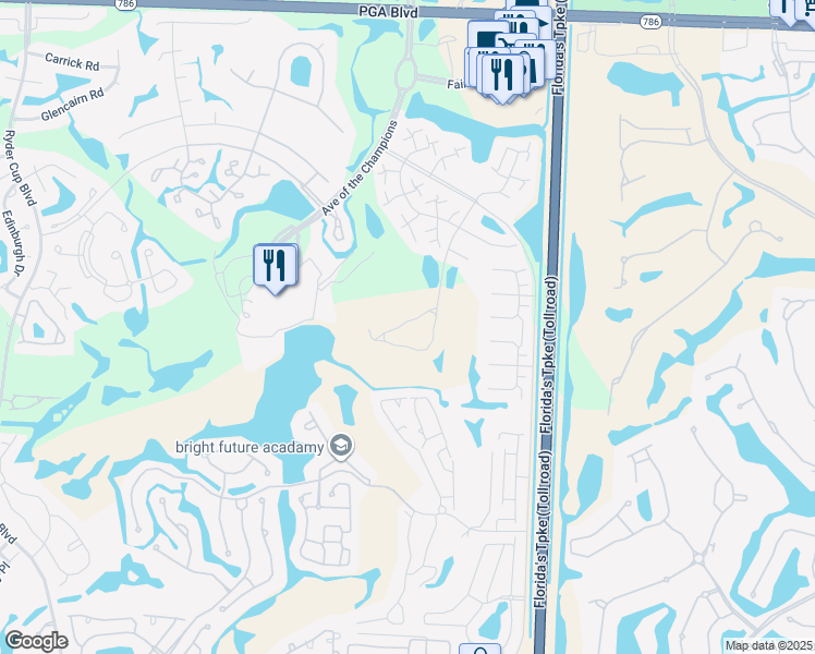 map of restaurants, bars, coffee shops, grocery stores, and more near 218 Old Meadow Way in Palm Beach Gardens