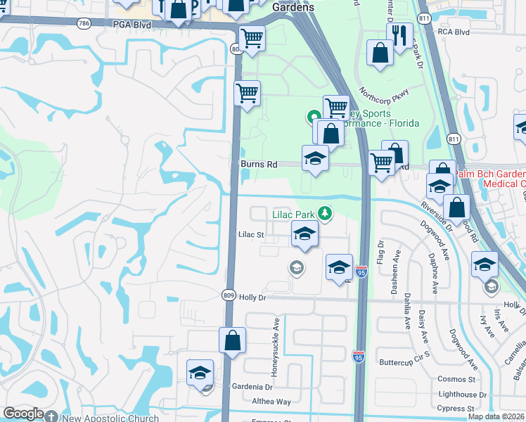 map of restaurants, bars, coffee shops, grocery stores, and more near 4404 Golfers Circle West in Palm Beach Gardens