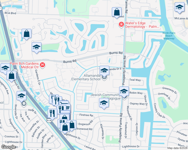 map of restaurants, bars, coffee shops, grocery stores, and more near 1077 Siena Oaks Circle East in Palm Beach Gardens