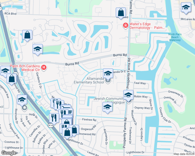map of restaurants, bars, coffee shops, grocery stores, and more near 1077 Siena Oaks Circle East in Palm Beach Gardens