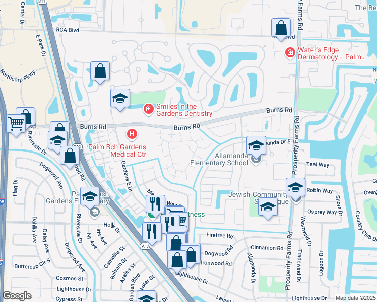 map of restaurants, bars, coffee shops, grocery stores, and more near 408 4th Court in Palm Beach Gardens