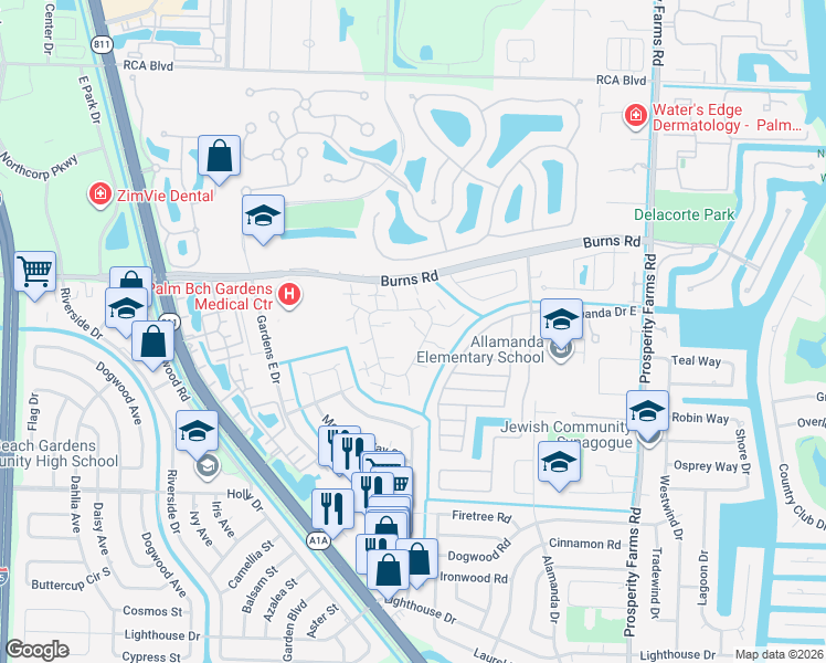 map of restaurants, bars, coffee shops, grocery stores, and more near 408 4th Court in Palm Beach Gardens