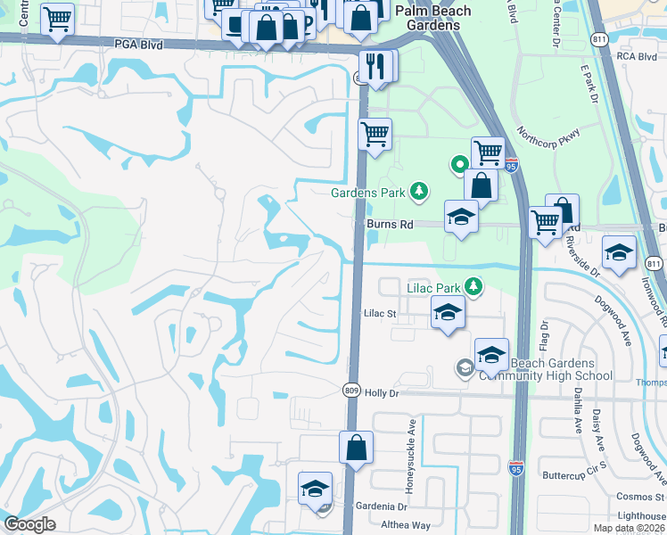map of restaurants, bars, coffee shops, grocery stores, and more near 10356 Seagrape Way in Palm Beach Gardens