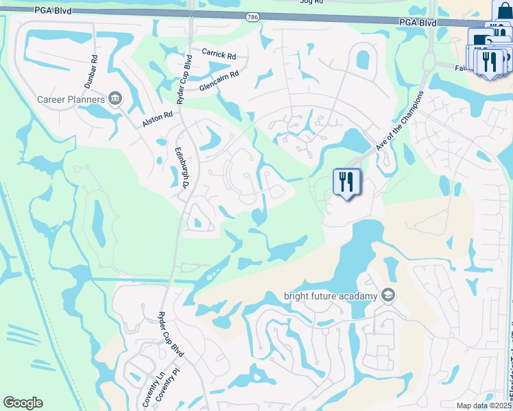 map of restaurants, bars, coffee shops, grocery stores, and more near 352 Brackenwood Circle in Palm Beach Gardens
