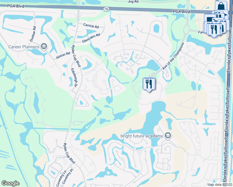 map of restaurants, bars, coffee shops, grocery stores, and more near 352 Brackenwood Circle in Palm Beach Gardens
