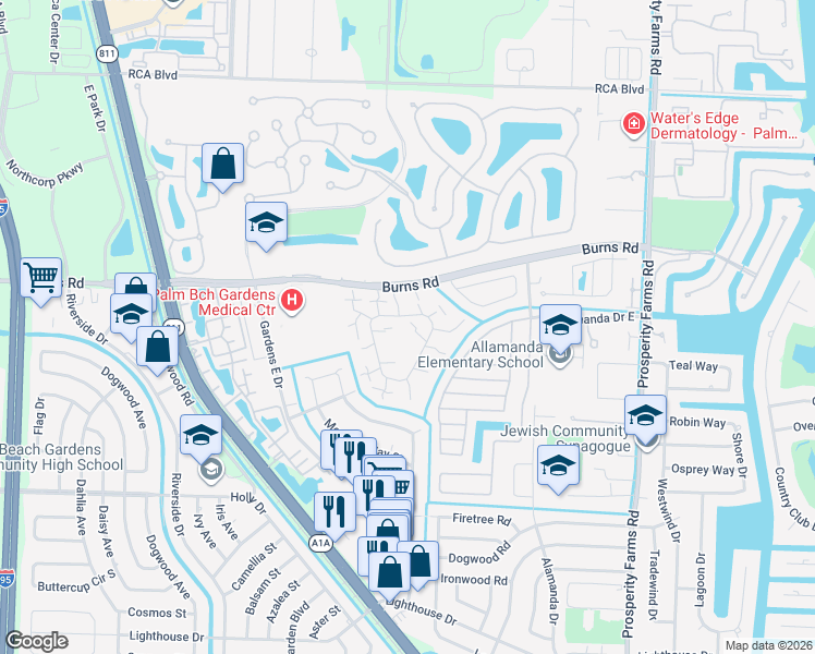 map of restaurants, bars, coffee shops, grocery stores, and more near 412 4th Court in Palm Beach Gardens