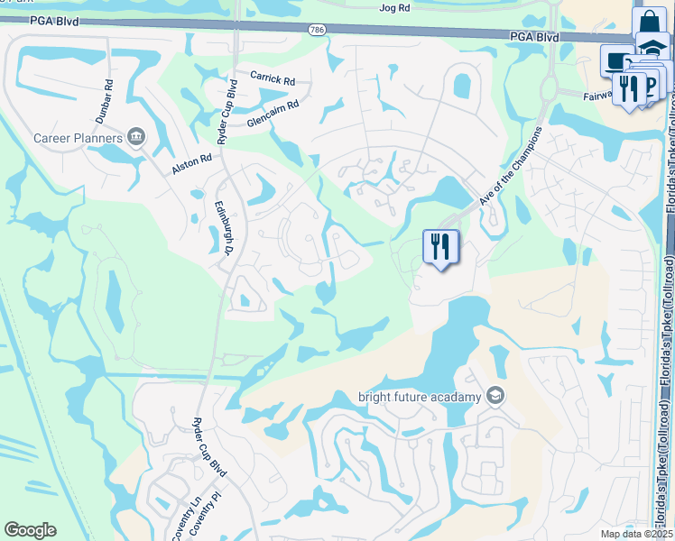 map of restaurants, bars, coffee shops, grocery stores, and more near 408 Bracken Wood Lane South in Palm Beach Gardens