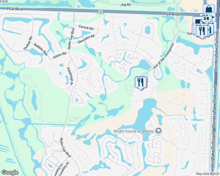 map of restaurants, bars, coffee shops, grocery stores, and more near 352 Brackenwood Circle in Palm Beach Gardens