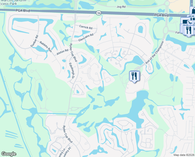 map of restaurants, bars, coffee shops, grocery stores, and more near 503 Brackenwood Place in Palm Beach Gardens