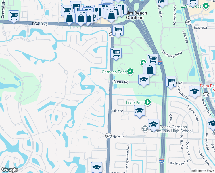 map of restaurants, bars, coffee shops, grocery stores, and more near 302 Vision Court in Palm Beach Gardens