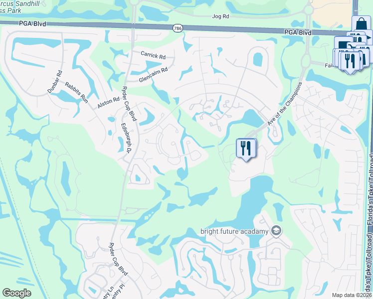map of restaurants, bars, coffee shops, grocery stores, and more near 481 Bracken Wood Lane North in Palm Beach Gardens