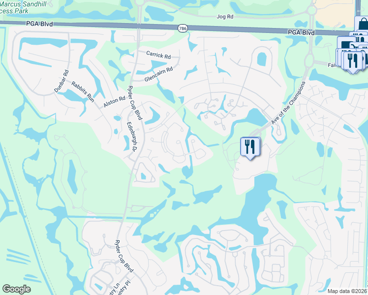 map of restaurants, bars, coffee shops, grocery stores, and more near 477 Bracken Wood Lane North in Palm Beach Gardens