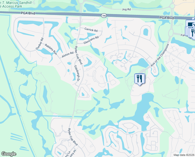 map of restaurants, bars, coffee shops, grocery stores, and more near 529 Brackenwood Place in Palm Beach Gardens