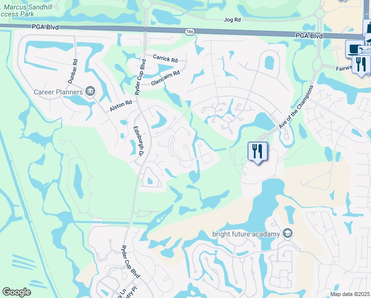 map of restaurants, bars, coffee shops, grocery stores, and more near 529 Brackenwood Place in Palm Beach Gardens