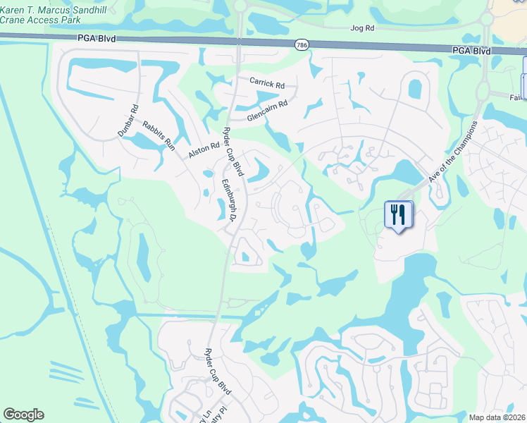 map of restaurants, bars, coffee shops, grocery stores, and more near 205 Brackenwood Terrace in Palm Beach Gardens