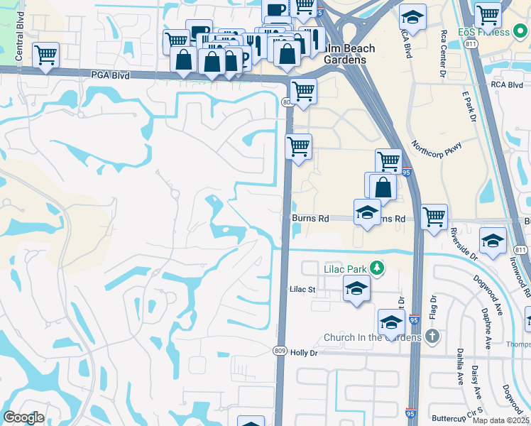 map of restaurants, bars, coffee shops, grocery stores, and more near 801 Vision Terrace in Palm Beach Gardens