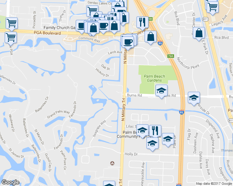 map of restaurants, bars, coffee shops, grocery stores, and more near 803 Vision Terrace in Palm Beach Gardens