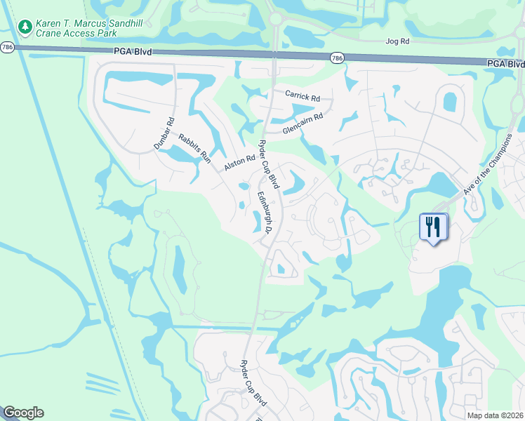 map of restaurants, bars, coffee shops, grocery stores, and more near 23 Edinburgh Drive in Palm Beach Gardens