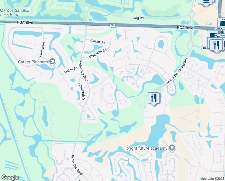map of restaurants, bars, coffee shops, grocery stores, and more near 481 Bracken Wood Lane North in Palm Beach Gardens