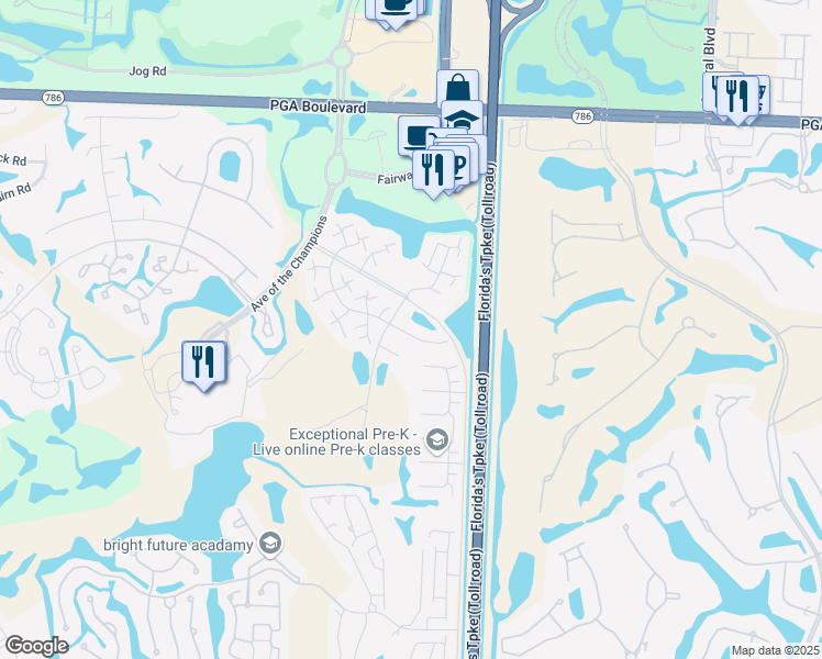 map of restaurants, bars, coffee shops, grocery stores, and more near 16 Glengary Road in Palm Beach Gardens