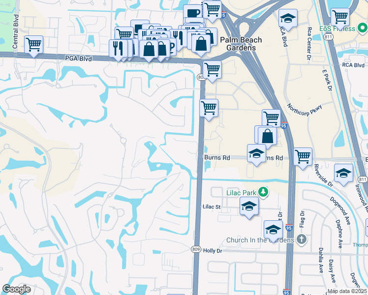 map of restaurants, bars, coffee shops, grocery stores, and more near 1703 Vision Drive in Palm Beach Gardens